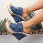 Women's Casual Denim Platform Slide Sandals