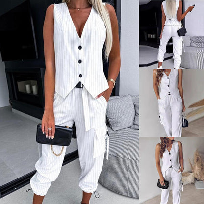 Women's Fashion Striped 2-Piece Set