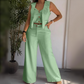 Women's Trendy Sleeveless Top & Wide-Leg Pants Two-Piece Set