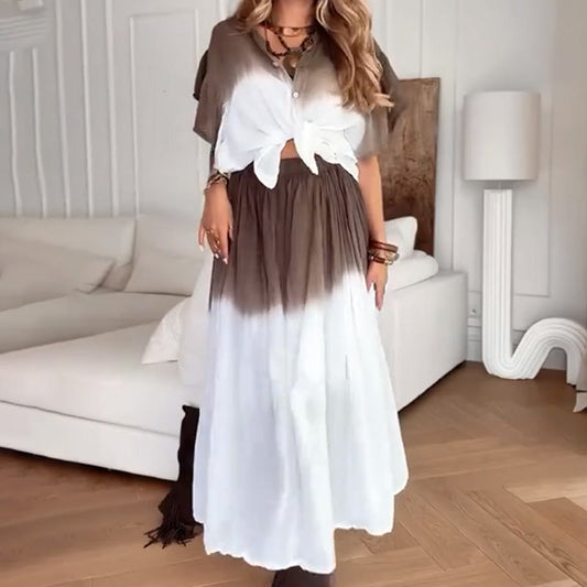 Ruffle Sleeve Crop Top Skirt 2-Piece Set