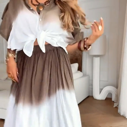 Ruffle Sleeve Crop Top Skirt 2-Piece Set