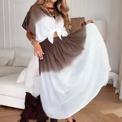 Ruffle Sleeve Crop Top Skirt 2-Piece Set