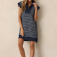 🎉Last Day Promotion 50% OFF💃Casual Knit Striped Dress with Zipper Neckline & Cap Sleeves