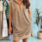 🎉Last Day Promotion 50% OFF💃Casual Knit Striped Dress with Zipper Neckline & Cap Sleeves