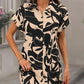Women's Fashion Floral Print Short Sleeve Shirt Dress
