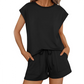 Women's Round-Neck Top & Shorts 2-Piece Set