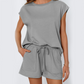 Women's Round-Neck Top & Shorts 2-Piece Set