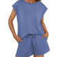Women's Round-Neck Top & Shorts 2-Piece Set