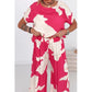 🔥Summer New🔥 Rose-White Printed Short-Sleeve Top & Wide-Leg Pants 2-Piece Set