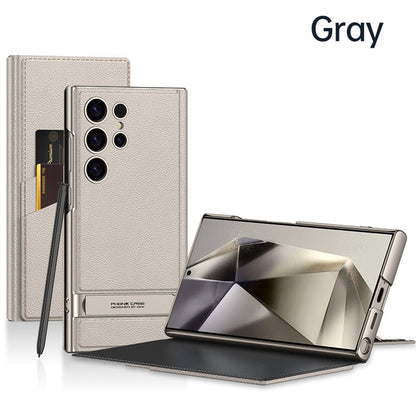 Folding Stand Phone Case with Card Holder for Samsung S24Ultra