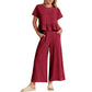 Women’s Casual Short-Sleeves Top & Wide Leg Pants 2-Piece Set