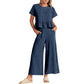 Women’s Casual Short-Sleeves Top & Wide Leg Pants 2-Piece Set