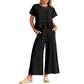 Women’s Casual Short-Sleeves Top & Wide Leg Pants 2-Piece Set