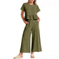 Women’s Casual Short-Sleeves Top & Wide Leg Pants 2-Piece Set