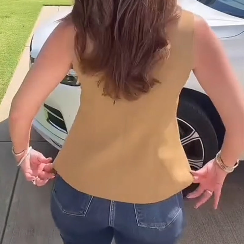 ⏳Time-limited Special⏰Women's Buttoned Round Collar Sleeveless Suit Vest