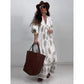 Women's Casual Printed Long-Sleeve Maxi Dress