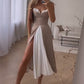 Women's Sleeveless Color Block Pleated Long Dress