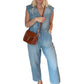 Women's V-Neck Sleeveless Denim Jumpsuit