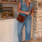 Women's V-Neck Sleeveless Denim Jumpsuit