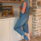 Women's V-Neck Sleeveless Denim Jumpsuit
