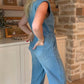 Women's V-Neck Sleeveless Denim Jumpsuit