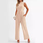 Women’s Sleeveless Solid-color Casual Wide-leg Jumpsuit