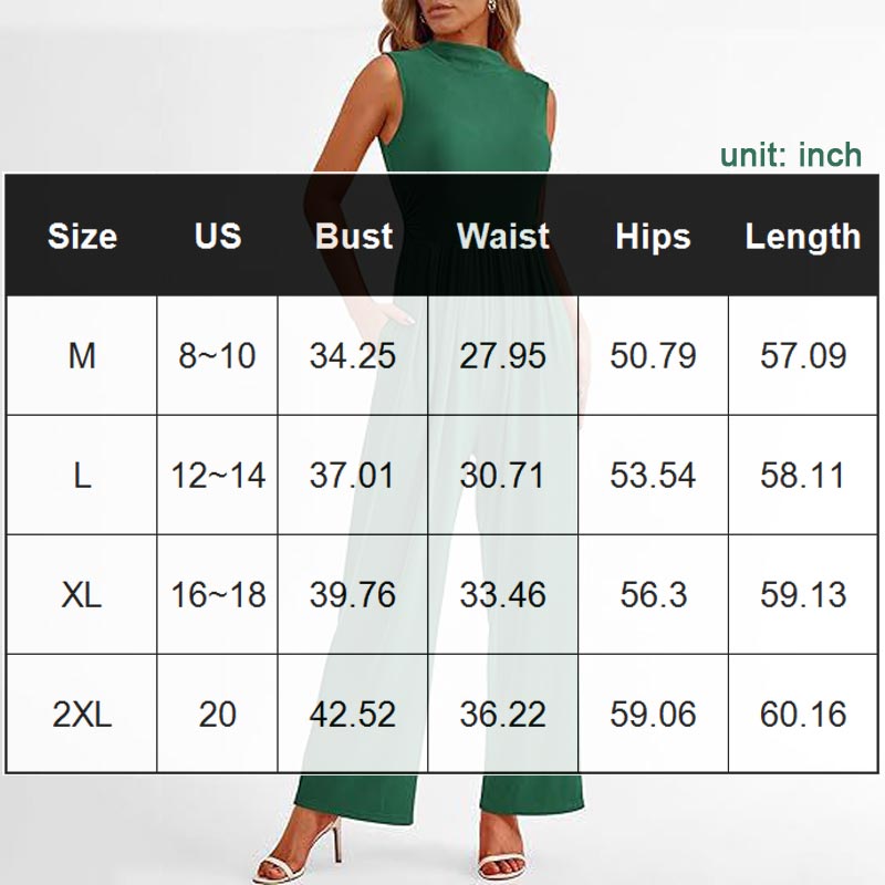 Women’s Sleeveless Solid-color Casual Wide-leg Jumpsuit