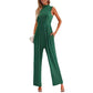 Women’s Sleeveless Solid-color Casual Wide-leg Jumpsuit