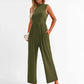 Women’s Sleeveless Solid-color Casual Wide-leg Jumpsuit