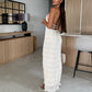 Sexy Pleated Texture Halter Neck Backless Maxi Dress