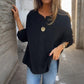 Women's Simple Loose-Fit Top with Rolled Sleeves