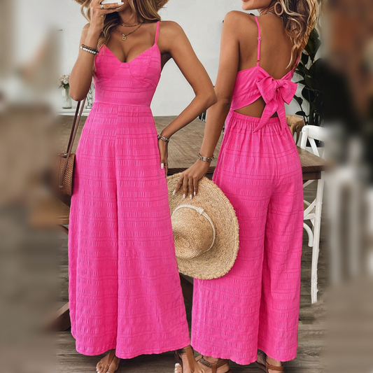 Women's V-Neck Wide-Leg Loose Fit Jumpsuit