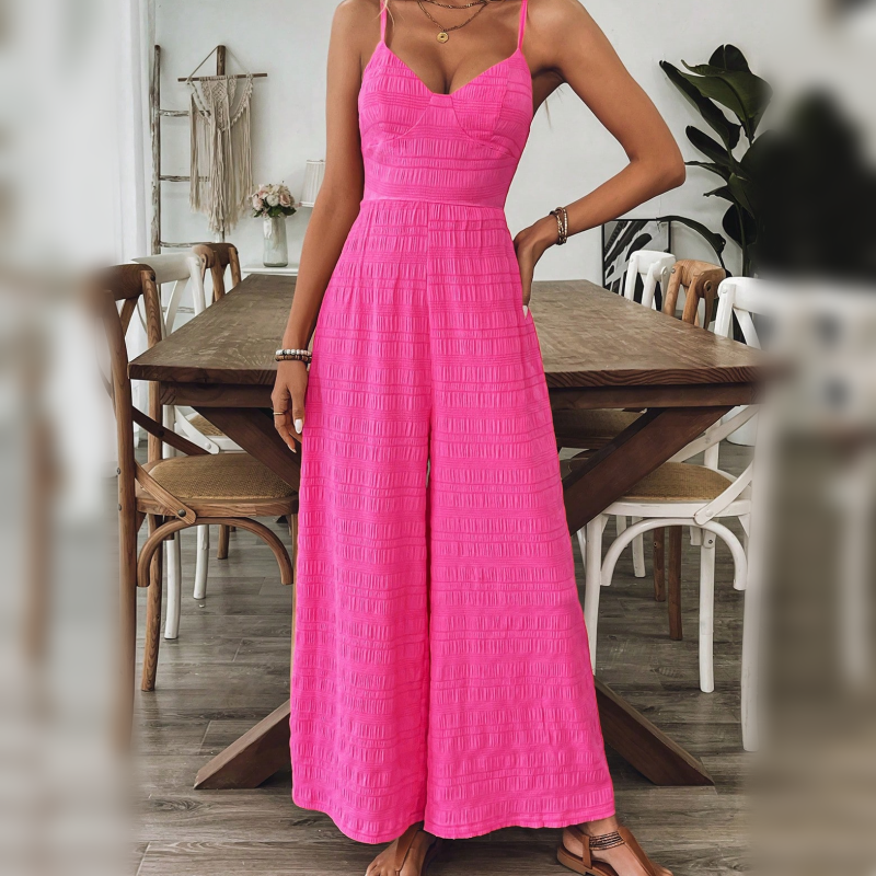 Women's V-Neck Wide-Leg Loose Fit Jumpsuit