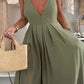 Women's V-Neck Open-Back Maxi Dress