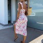 💜LAST DAY PROMOTION - 50%OFF💜Women's Elegant Floral Print Side Slit Dress