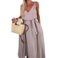 Women’s Spaghetti Strap Maxi Dress with Waist Tie