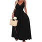 Women’s Spaghetti Strap Maxi Dress with Waist Tie