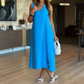 Solid Color V-Neck Sleeveless Slit Dress