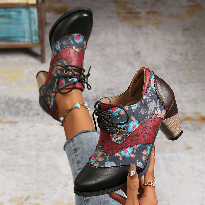 Women's Wingtip Block Heeled Oxfords