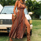 Women’s Trendy Print Spaghetti Strap Maxi Dress with Side Slit
