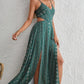 Women’s Trendy Print Spaghetti Strap Maxi Dress with Side Slit