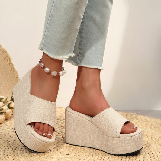 Women's Open-Toe Slip-On Platform Wedge Sandals