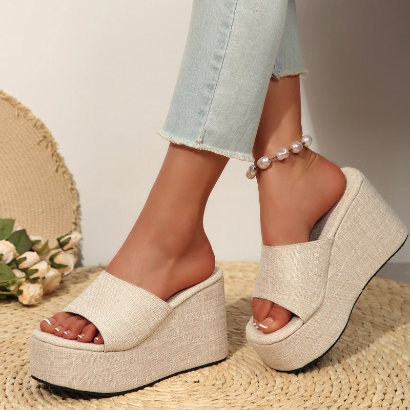 Women's Open-Toe Slip-On Platform Wedge Sandals
