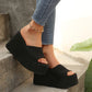 Women's Open-Toe Slip-On Platform Wedge Sandals