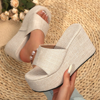 Women's Open-Toe Slip-On Platform Wedge Sandals