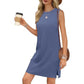 Women's Elegant Solid Sleeveless Slit Short Dress