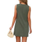 Women's Elegant Solid Sleeveless Slit Short Dress
