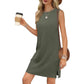 Women's Elegant Solid Sleeveless Slit Short Dress
