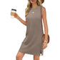 Women's Elegant Solid Sleeveless Slit Short Dress