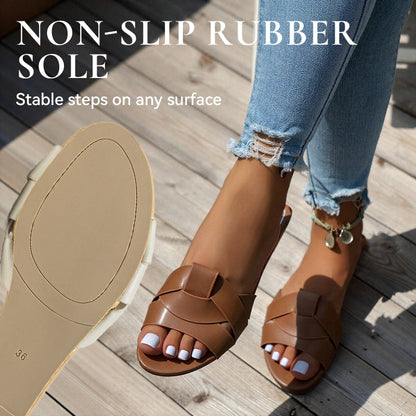 Women's Stylish Leather Slide Sandals